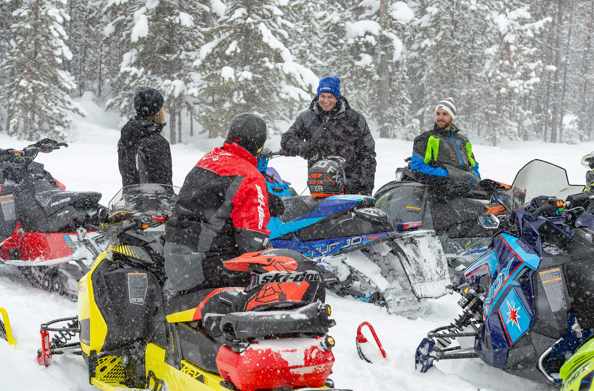 Snowmobiling in the snow