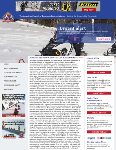 Public or Private? Where You Can & Can’t Ride SnowTech Magazine, September, 2017 by Kevin Beilke, Editor